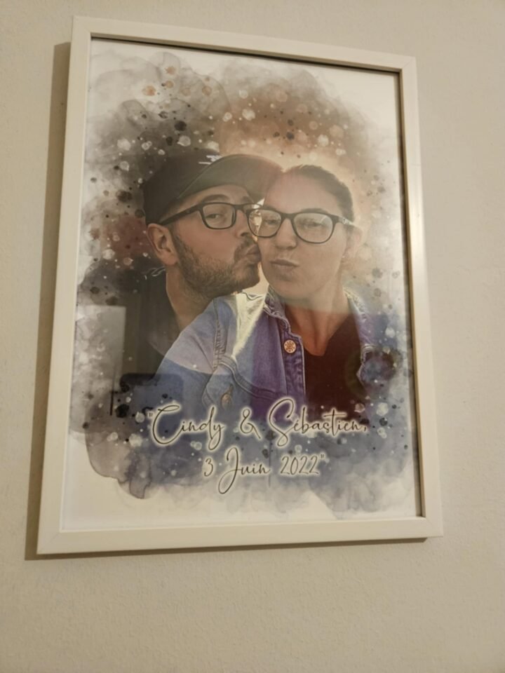 Portrait de couple style aquarelle "Personnalisé" – Image 2