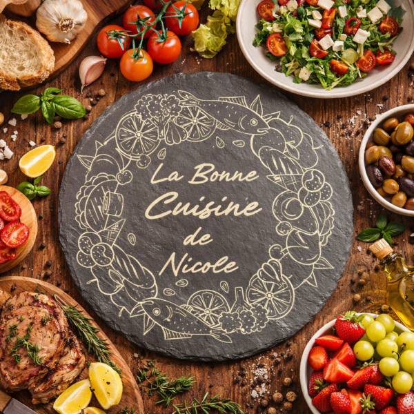 Gravure sur Ardoise ronde 20cm "Personnalisé"