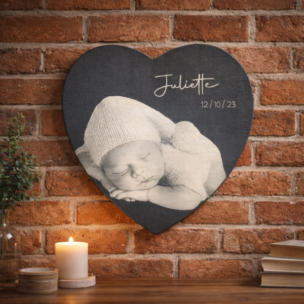 Gravure sur toile Coeur 29cm x 29cm x 1.5cm "Personnalisé"