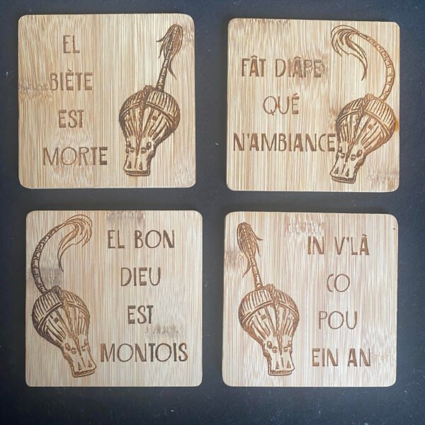 Sous verre en bambou "Ducasse de Mons" (4pièces)