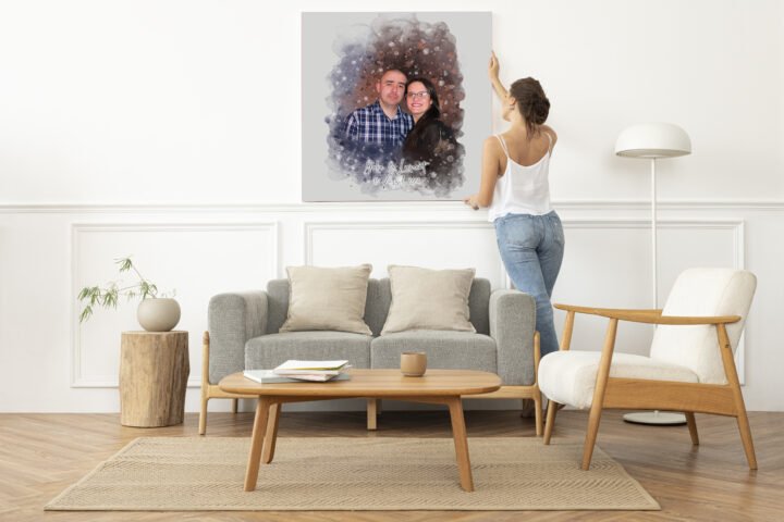 Portrait de couple style aquarelle "Personnalisé"