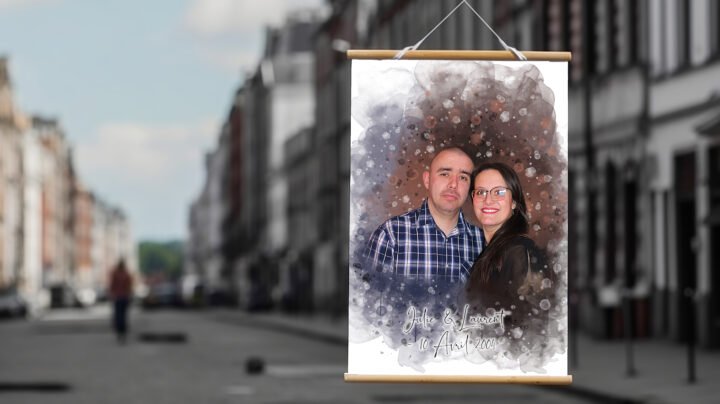 Portrait de couple style aquarelle "Personnalisé" – Image 4