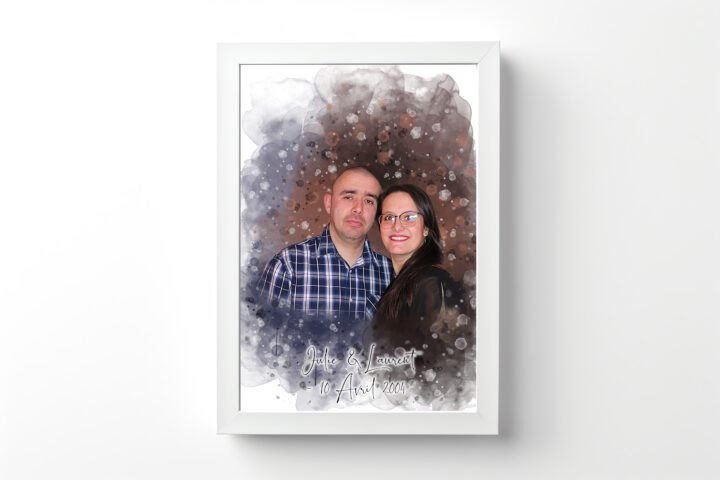 Portrait de couple style aquarelle "Personnalisé" – Image 3