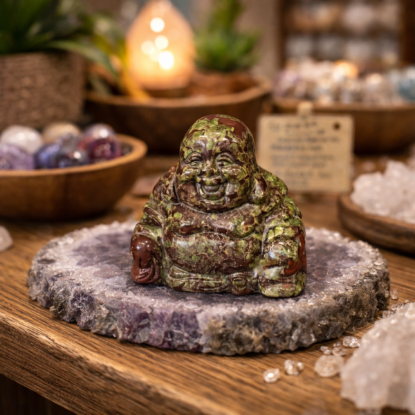 BOUDDHA 50MM JASPE SANG DE DRAGON