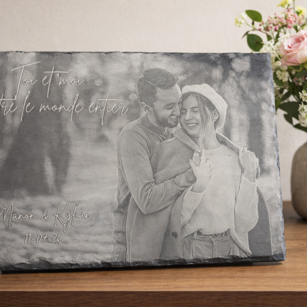 Ardoise gravée personnalisée – Votre plus belle photo pour toujours