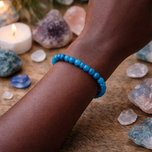 BRACELET BOULE 04MM APATITE BLEUE AA