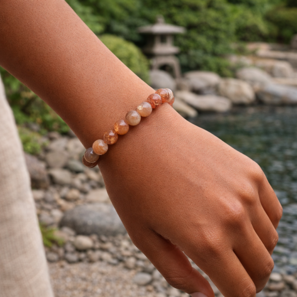 BRACELET BOULE 10MM PIERRE DE SOLEIL A