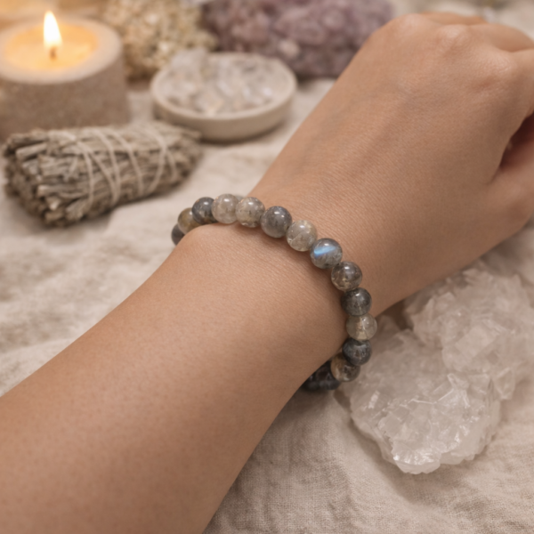 BRACELET BOULE 10MM LABRADORITE AB