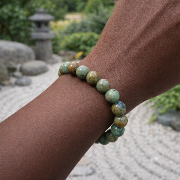 BRACELET BOULE 10MM AZURITE MALACHITE NATURELLE AB