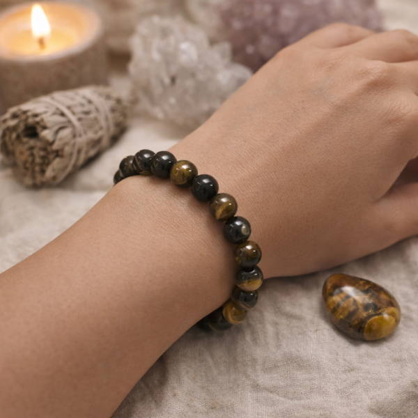 BRACELET BOULE 10MM OEIL DE FAUCON AB