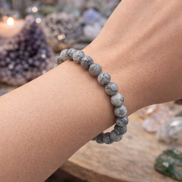 BRACELET BOULE 08MM AGATE CRAZY LACE A