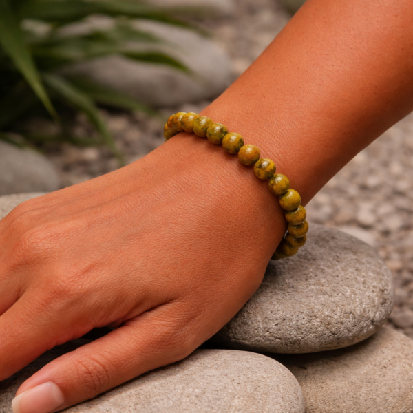 BRACELET BOULE 10MM JASPE BUMBLEBEE AB