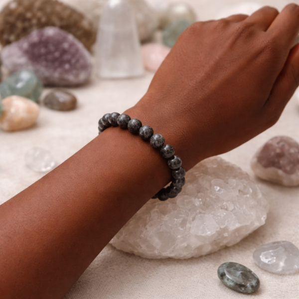 BRACELET BOULE 08MM AGATE CRAZY LACE GRISE A