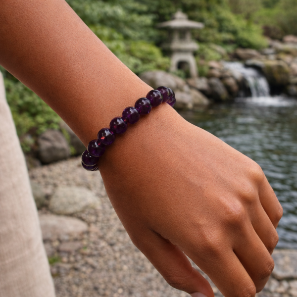 BRACELET BOULE 10MM FLUORINE VIOLETTE AA+