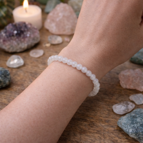 BRACELET BOULE 06MM AGATE BLANCHE A