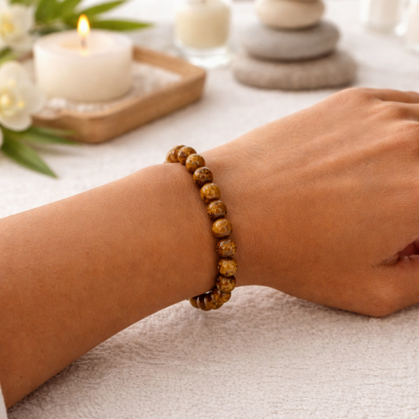 BRACELET BOULE 06MM JASPE PEAU DE SERPENT A+