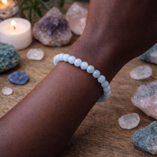 BRACELET BOULE 06MM AIGUE MARINE BRÉSIL A