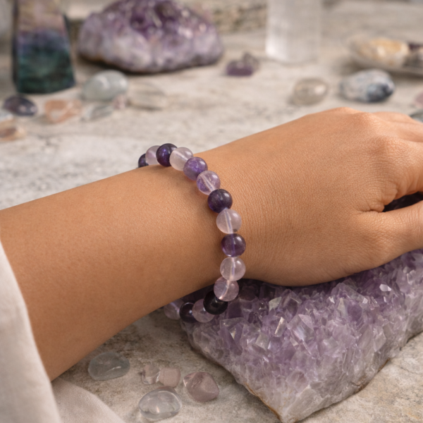 BRACELET BOULE 08MM FLUORINE VIOLETTE AB