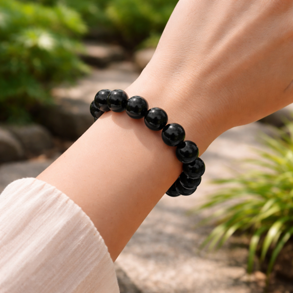 BRACELET BOULE 18MM OBSIDIENNE OEIL CÉLESTE AA