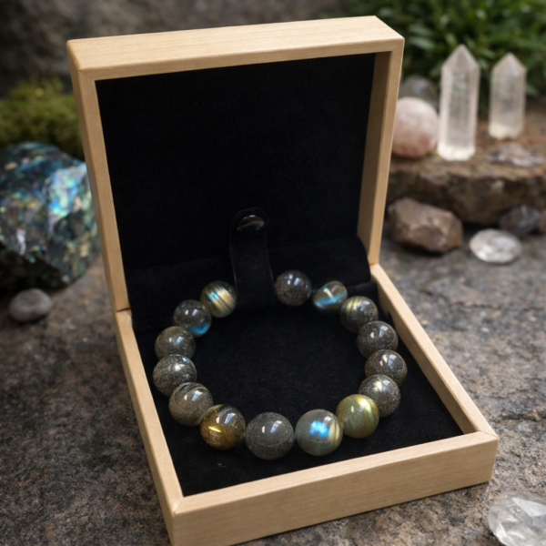 BRACELET BOULE 13MM LABRADORITE A+ (+ECRIN)