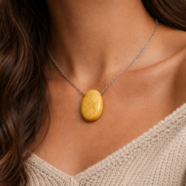 PENDENTIF PIERRE PERCÉE AVENTURINE JAUNE A (Vendu sans chaine)