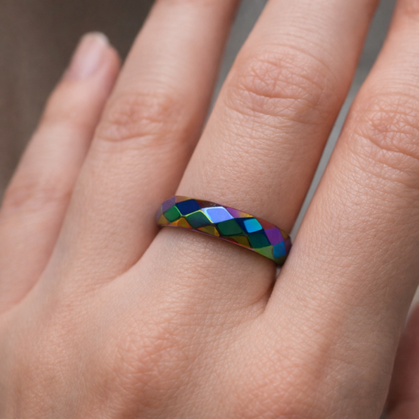 Anneau facetté Hématite Aura T55