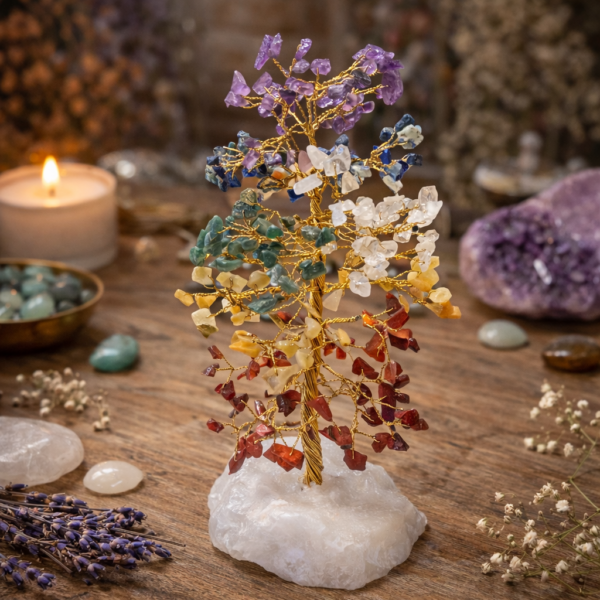 Arbre 7 chakras A 220 à 270mm base quartz