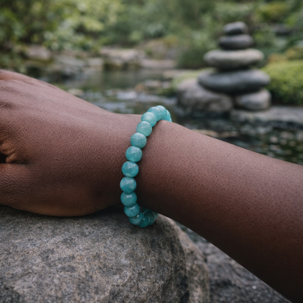 BRACELET BOULE 08MM AMAZONITE PÉROU AA