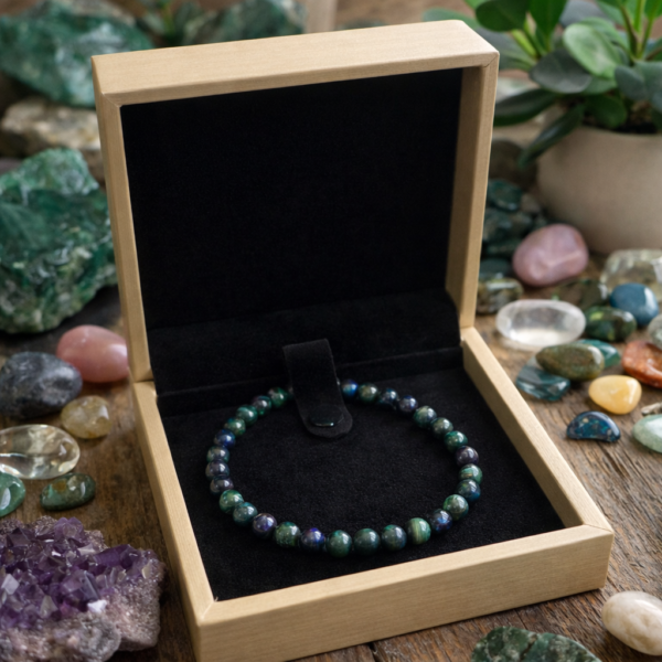 BRACELET BOULE 05MM AZURITE MALACHITE NATURELLE AA (+ECRIN)