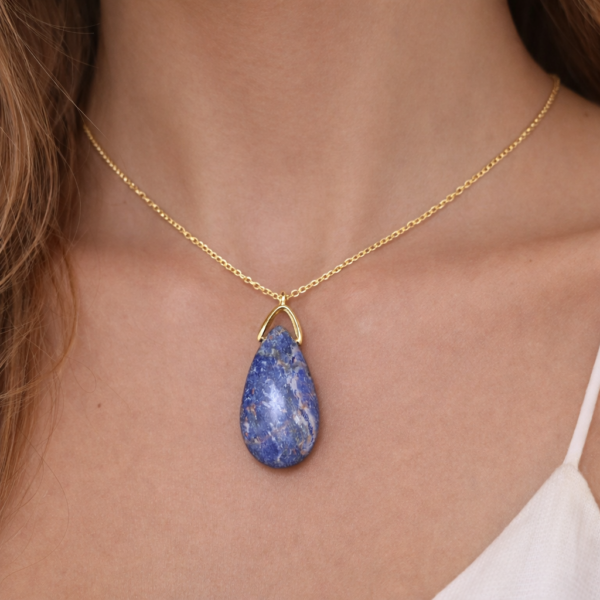PENDENTIF GOUTTE SAUTOIR SODALITE BRÉSIL A+ (Avec chaine)