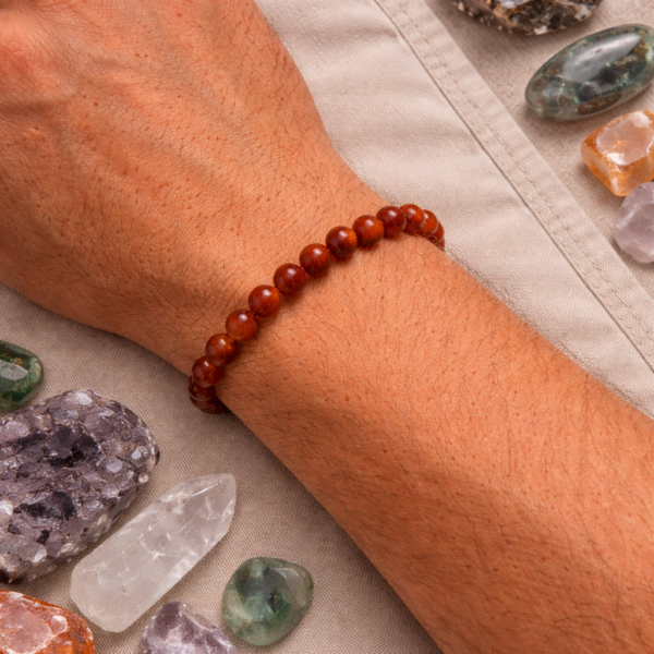 BRACELET BOULE 08MM AGATE BANDÉE A