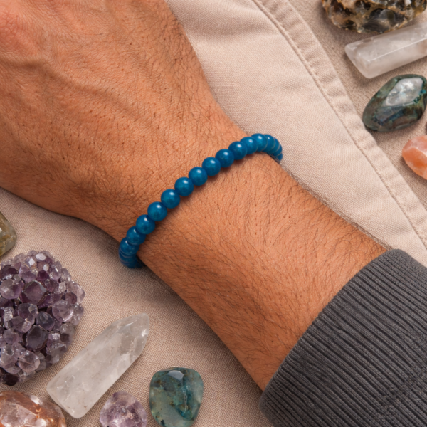 BRACELET BOULE 06MM APATITE BLEUE AA
