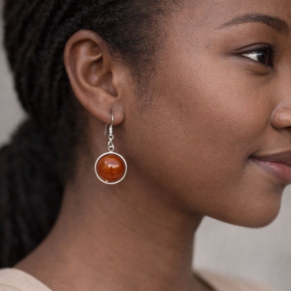 Boucles d’oreilles rondes – Cornaline