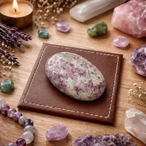 GALET TOURMALINE ROSE SUR QUARTZ A