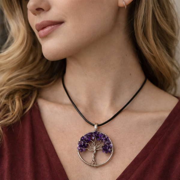 PENDENTIF ARBRE DE VIE 40MM AMÉTHYSTE A (vendu sans chaine)