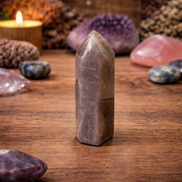 Pointe polie pierre de lune noire orangée A 30 a 60g