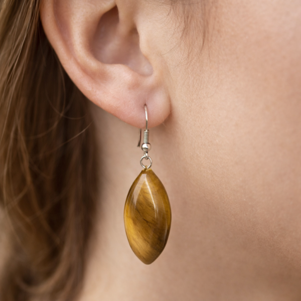 Boucles d’oreilles ovales – Œil de tigre