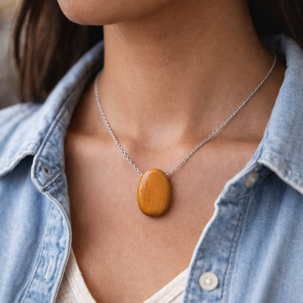 PENDENTIF PIERRE PERCÉE JASPE BRESCHIA MULTICOLORE A+ (Vendu sans chaine)