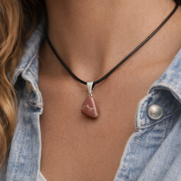 PENDENTIF PIERRE ROULÉE JASPE BRESCHIA A 20 À 30MM (avec tour de cou)