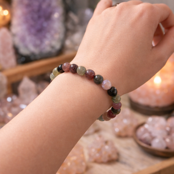 BRACELET BOULE 06MM TOURMALINE MULTICOLORE AA